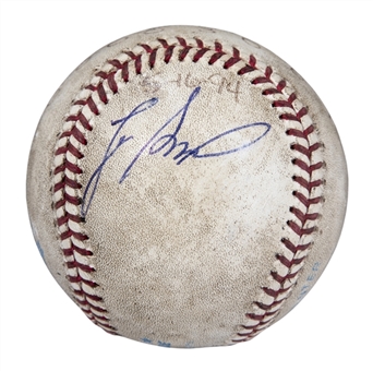 1994 Lee Smith Game Used/Signed Career Save #406 Baseball Used on 04/16/94 (Smith LOA)